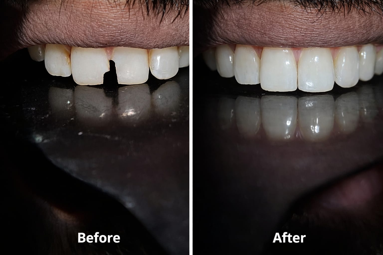 Before and after smile transformation