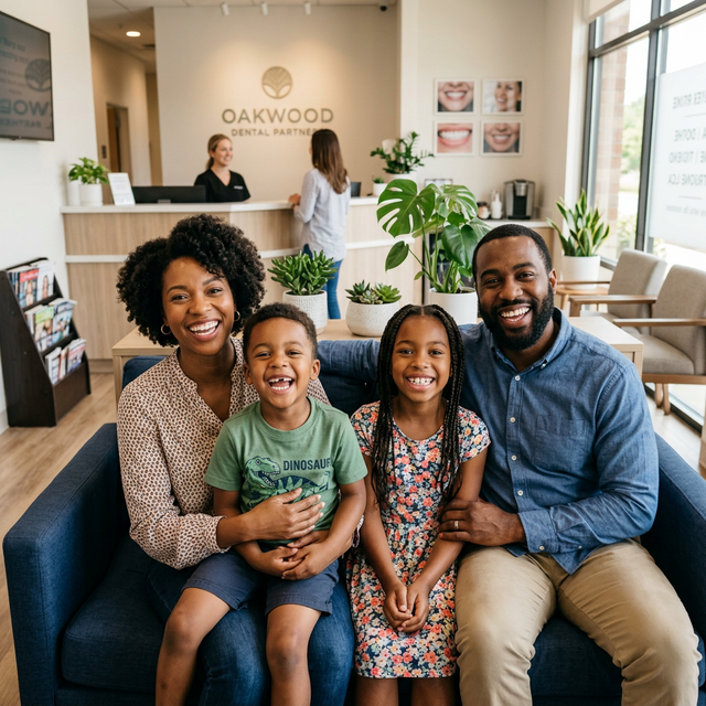Happy family at the dental clinic